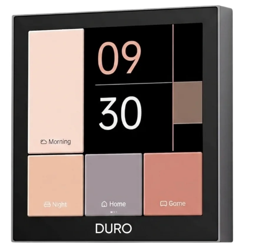 A DURO touch panel showing lighting scenes